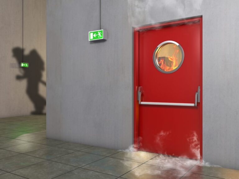 red smoke door
